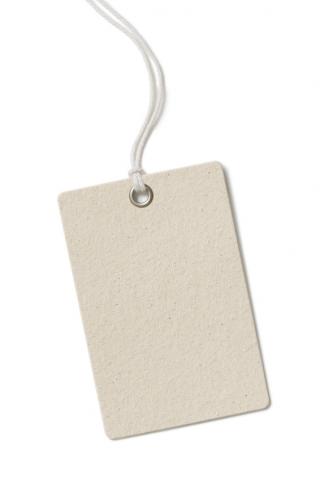 Blank rough cardboard price tag or label isolated